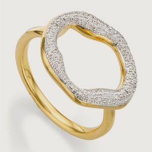 Monica Vinader Riva Diamond Circle Ring - Sz 8